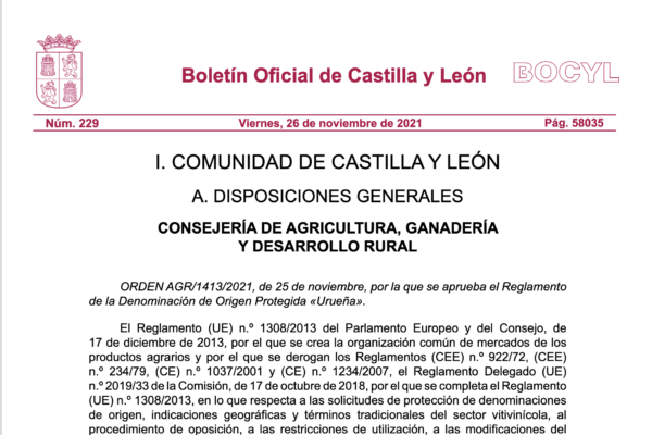Castilla y León aprueba el reglamento de la Denominación de Origen Protegida Urueña