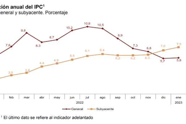 El IPC adelantado de enero sube solo una décima y alcanza el 5,8% anual