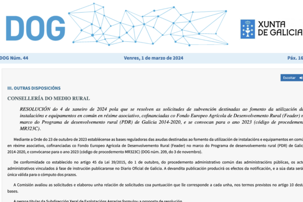 Galicia publica la resolución de las ayudas de la PAC de agroambiente y clima que gestiona la Xunta y que superan los 26 millones