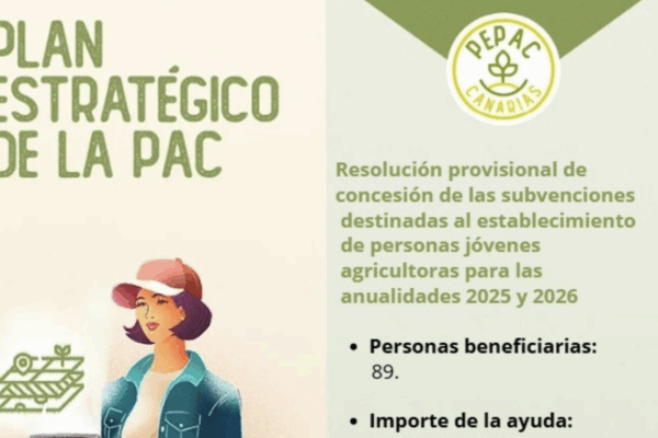 Canarias aumenta los fondos destinados a ayudas PEPAC para el establecimiento de personas jóvenes agricultoras