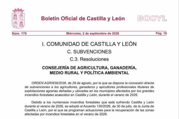 Castilla y León abona 1,86 millones a 339 explotaciones afectadas por los incendios